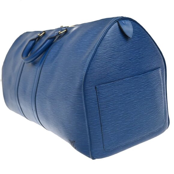 LOUIS VUITTON LV Logo Keepall 55 Travel Hand Bag Epi Leather Blue - Picture 2 of 14